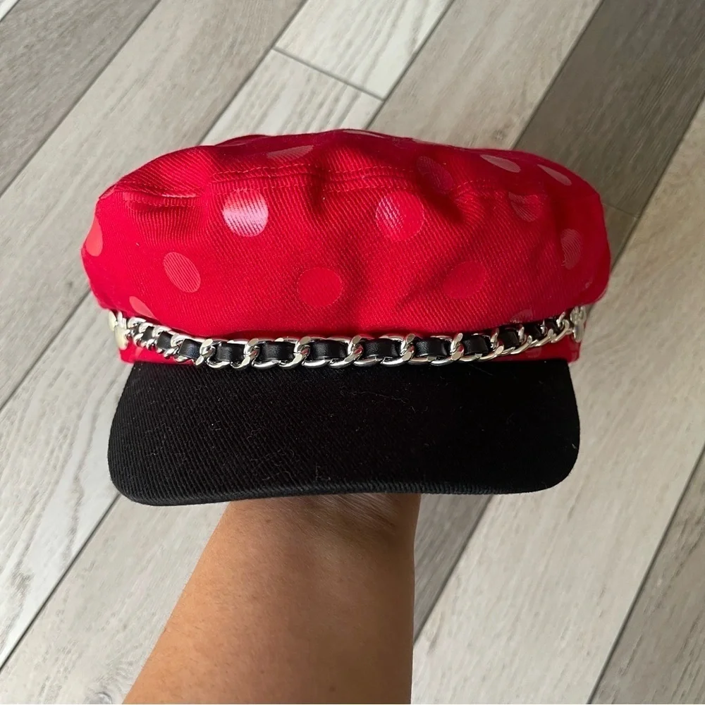 Disney Red and Black Studded Beret Hats